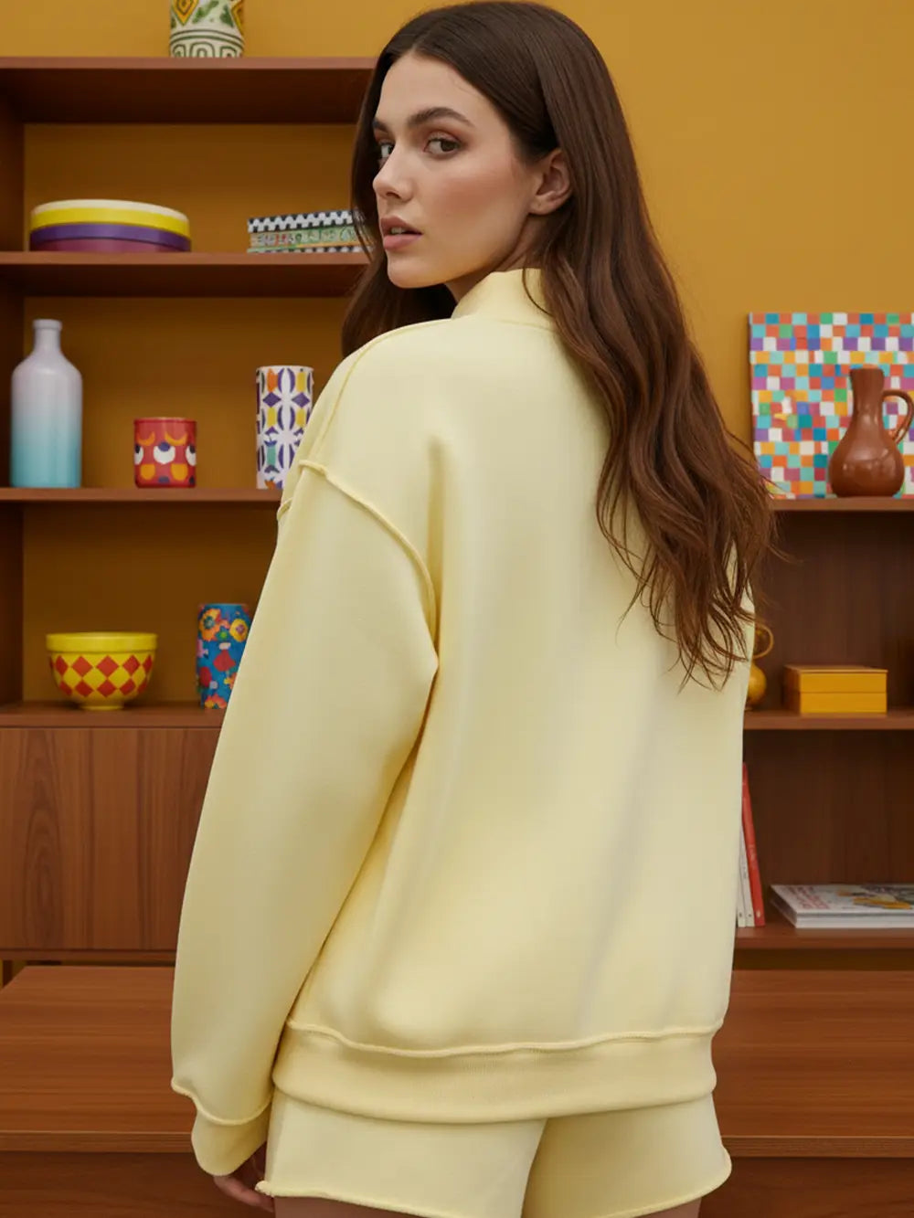 MOTHER | 'mother' Embroidered Mock Neck Sweatshirt