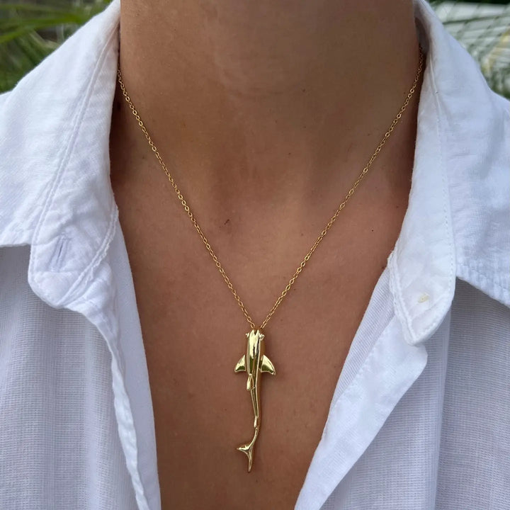 Large Shark Necklace | Waterproof Surfer Beach Jewelry