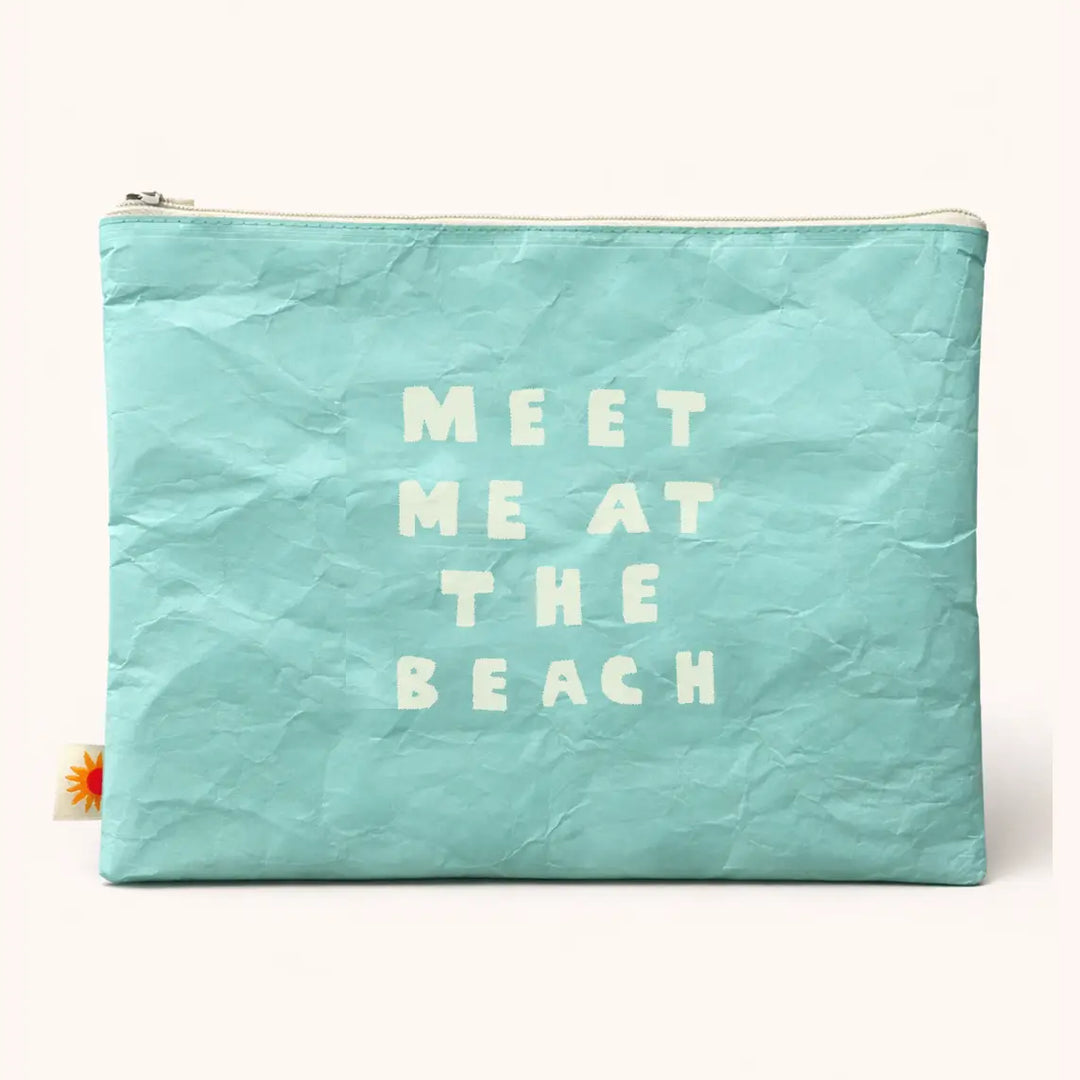 Meet Me At the Beach | 12" Paper Feel Pouch | Beach Bag