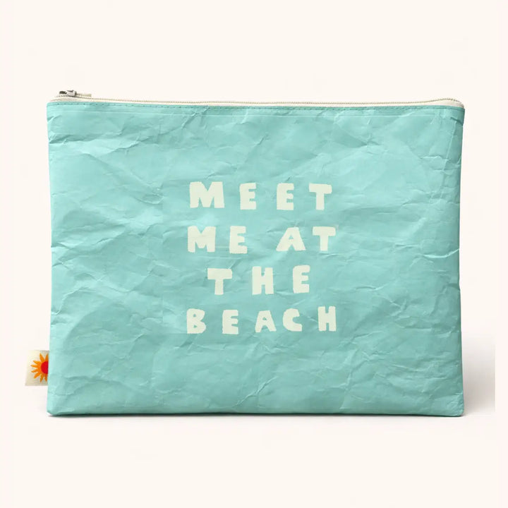 Meet Me At the Beach | 12" Paper Feel Pouch | Beach Bag