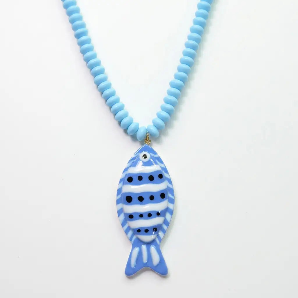 Long Beaded Fish Blue/Blue