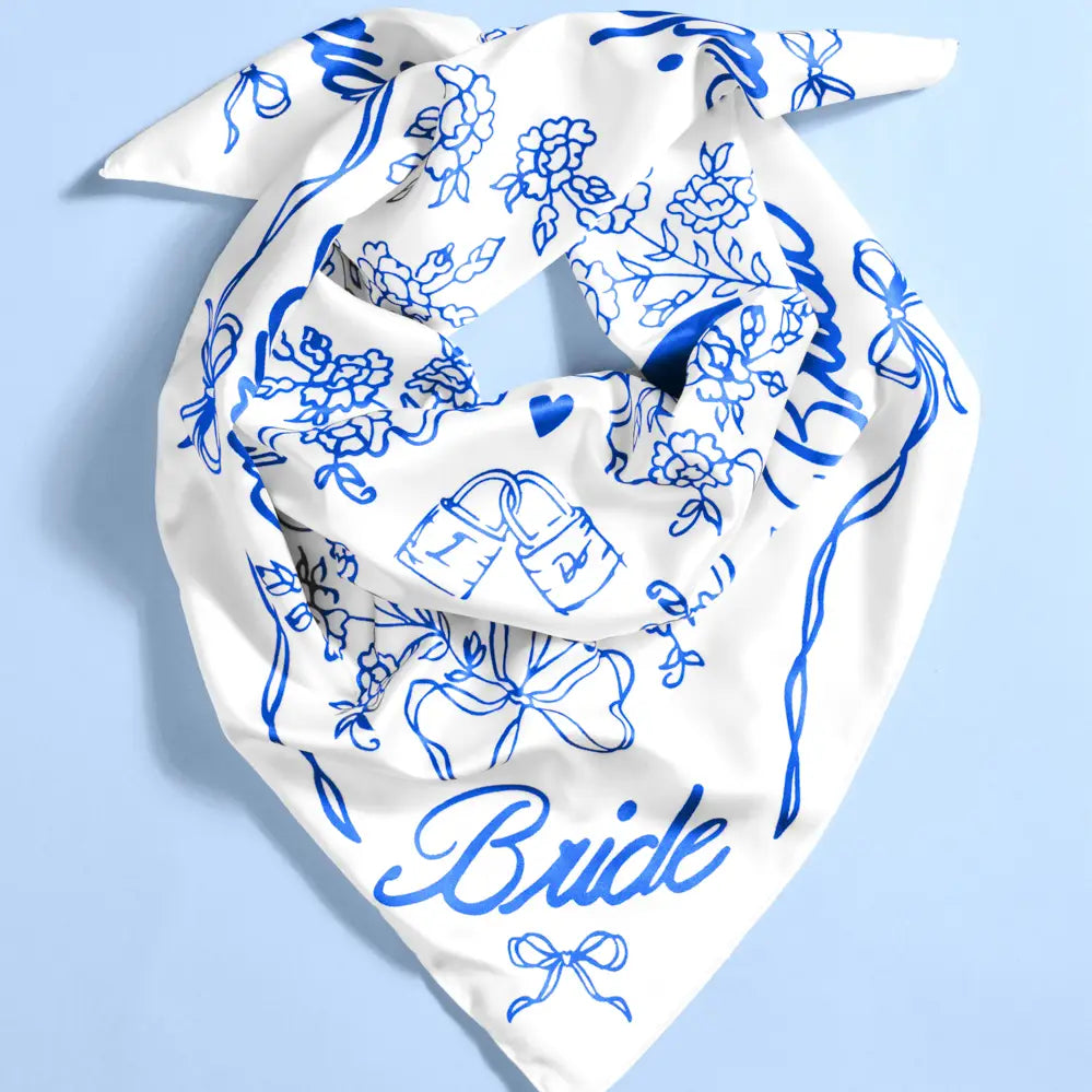 Bride Head Scarf - White Silk, Bandana, Gift, Bachelorette