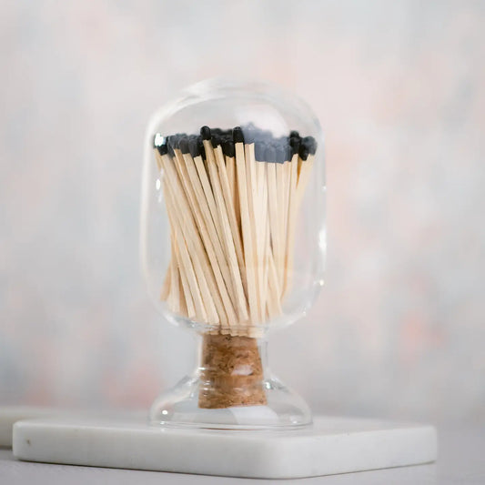 Glass Match Cloche with Black Matches