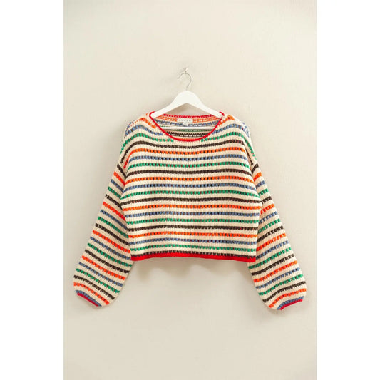 Rainbow Striped Oversized Sweater