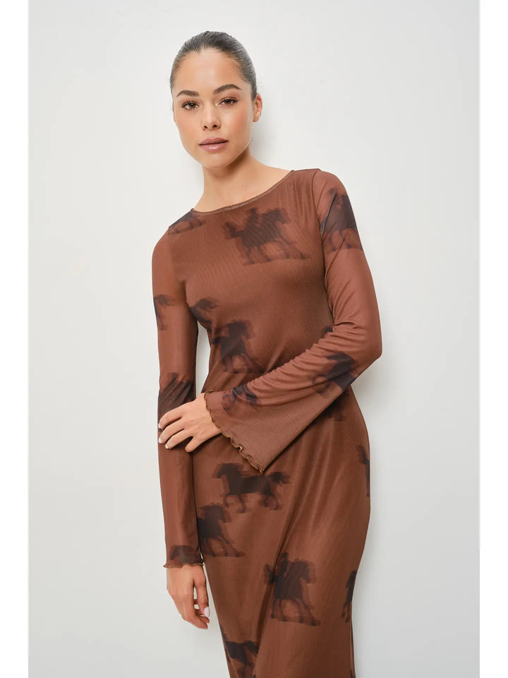 Roger Horse Print Mesh Dress