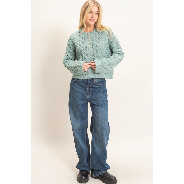 Jade Cable Knit Henley