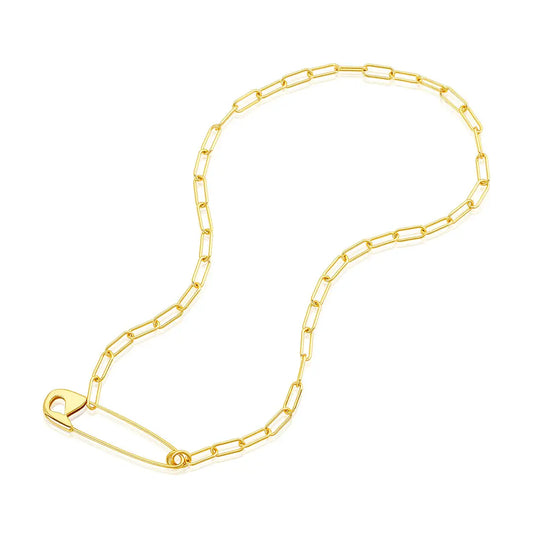 Safety Pin Paper Clip Chain Necklace
