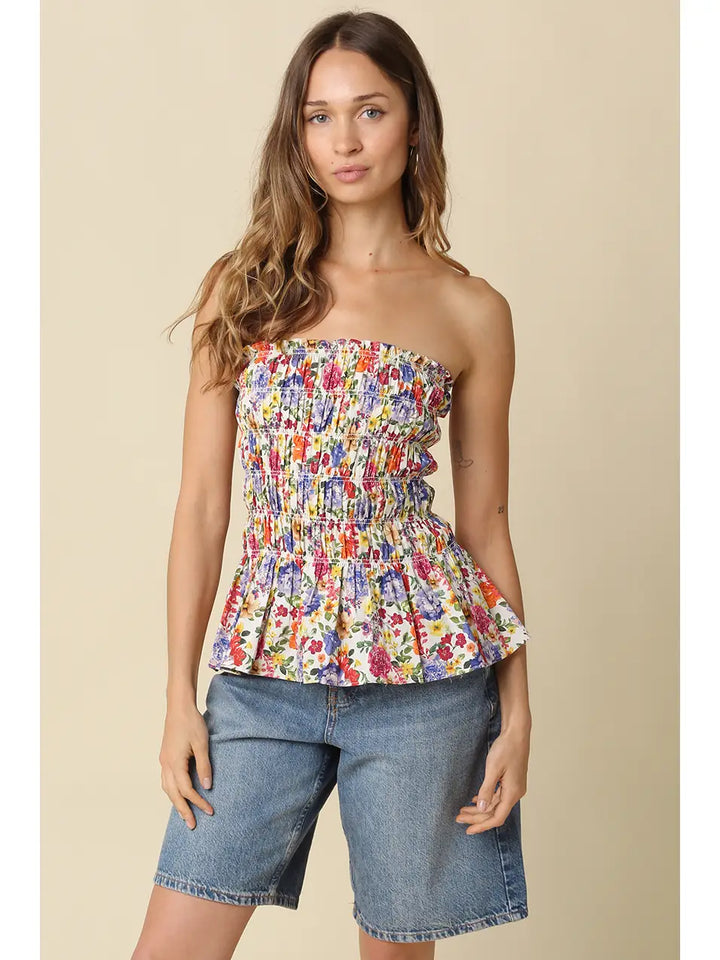 Meadow Smocked Floral Tube Top