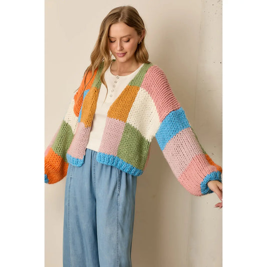 Color Block Cardigan Sweater
