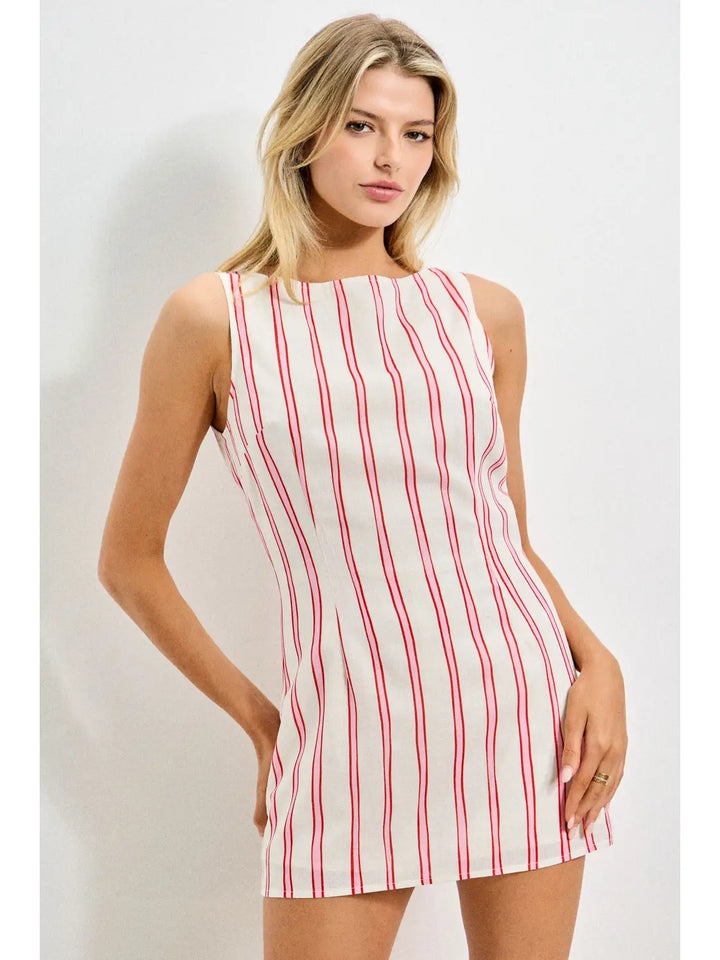 Sleeveless Boat Neck A-Line Mini Romper