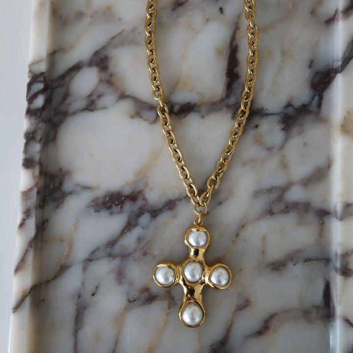 Pearl  Cross Necklace