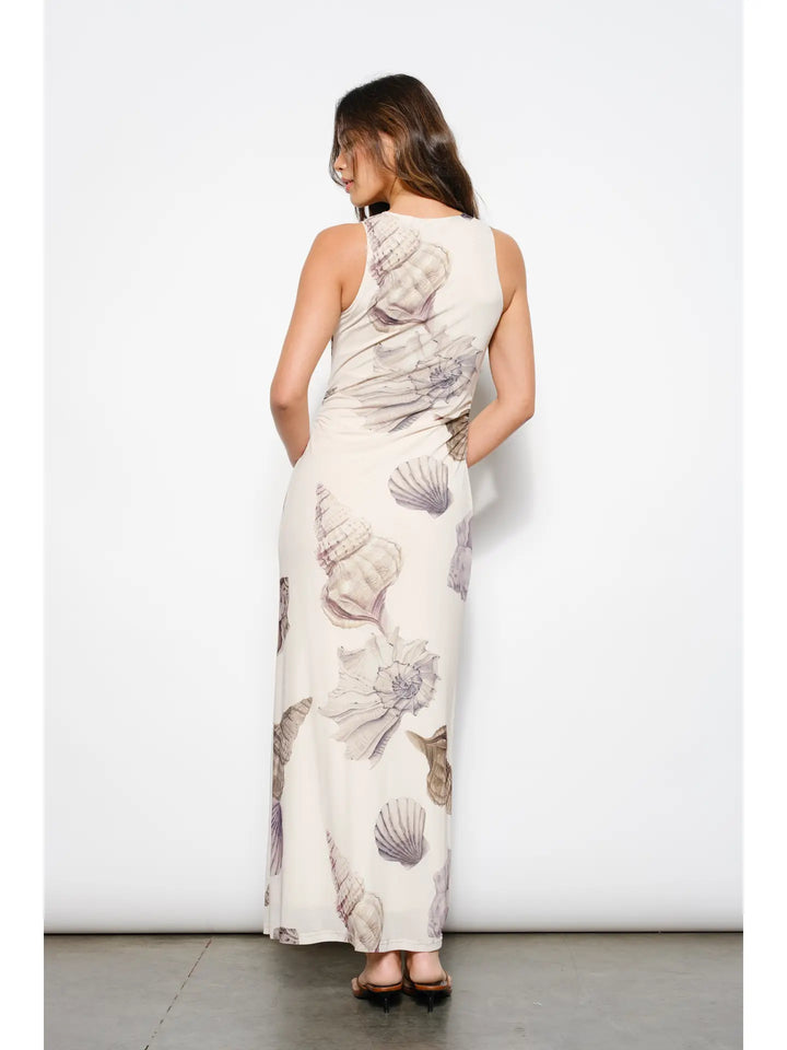 Welles Shell Print Mesh Maxi Dress