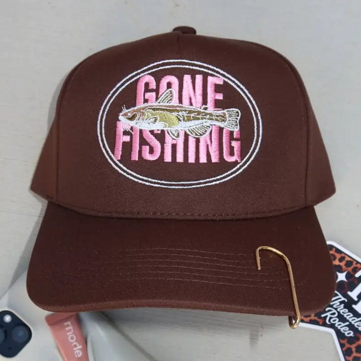 Gone Fishing Oval Catfish Trucker