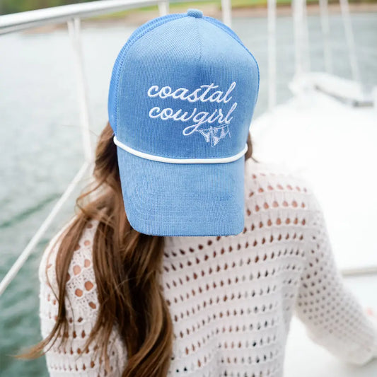 Coastal Cowgirl - Blue Corduroy Trucker Hat