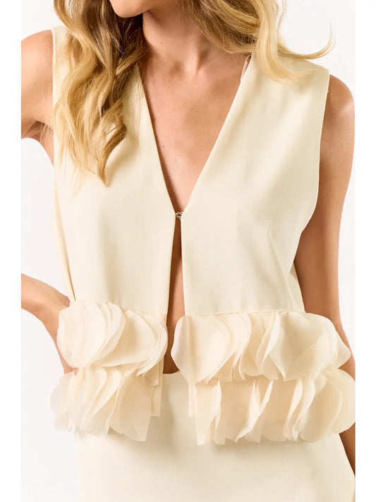 Sleeveless Vest with Ruffled Hem