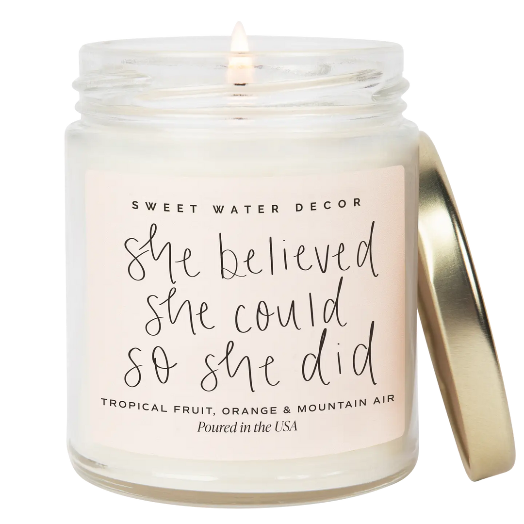 She Believed She Could 9 oz Soy Candle - Home Decor & Gifts