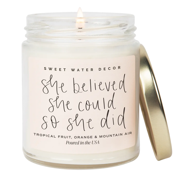 She Believed She Could 9 oz Soy Candle - Home Decor & Gifts