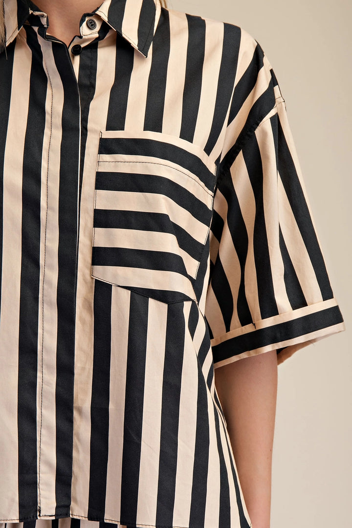 Collar Neck Button Down Shirt