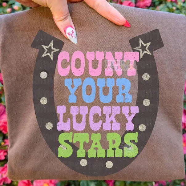 Count Your Lucky Stars | Horseshoe | Western Cowgirl Cc Tee