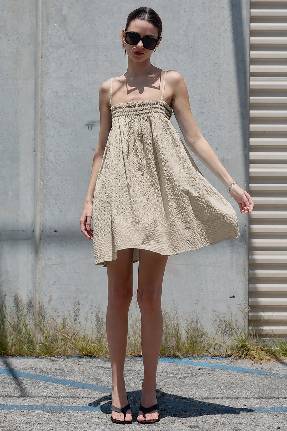 Smocked Stripe Cami Dress