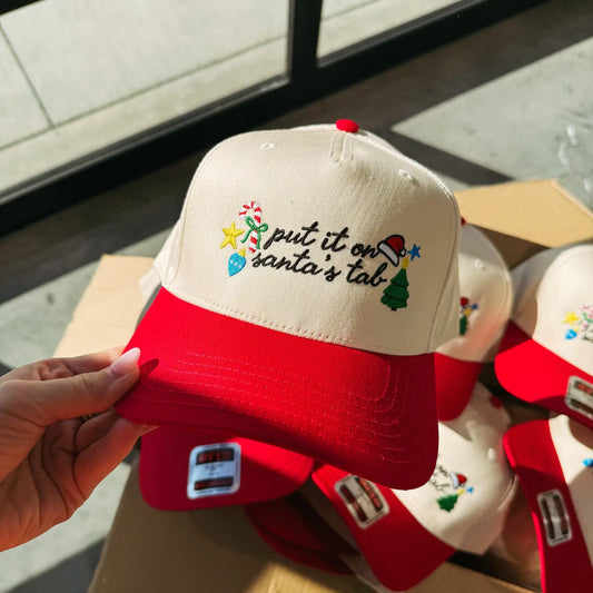 Put It On Santa's Tab - Cream / Red