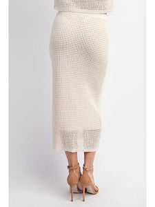 Open Knit Sweater Midi Skirt
