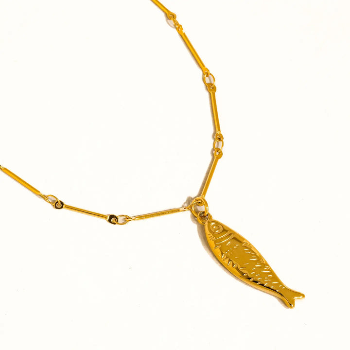 Coralie 18K Gold Non-Tarnish Fish Pendant Chain Necklace