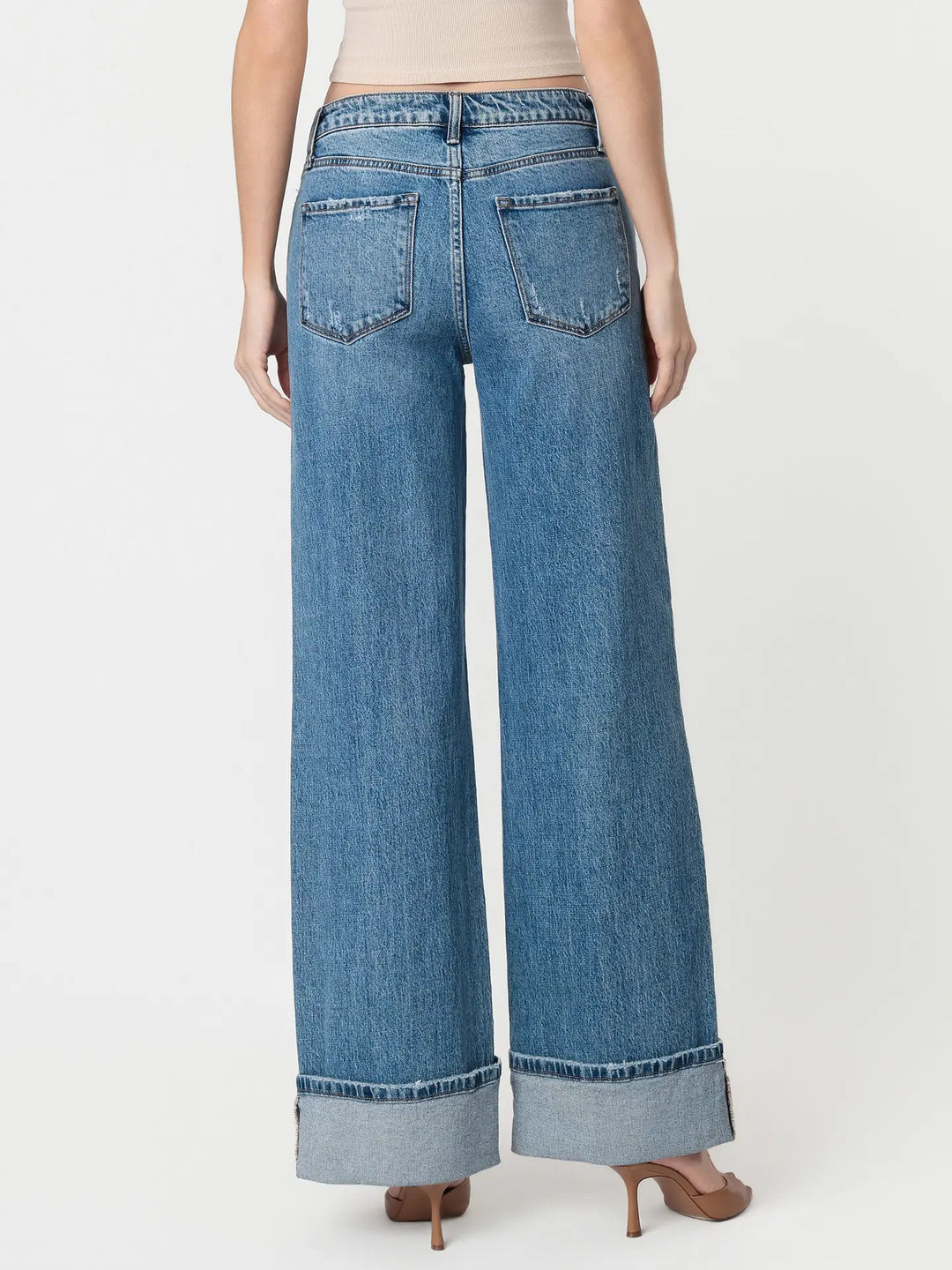 High Rise Cuffed Panel Baggy Wide Jeans | Verevt