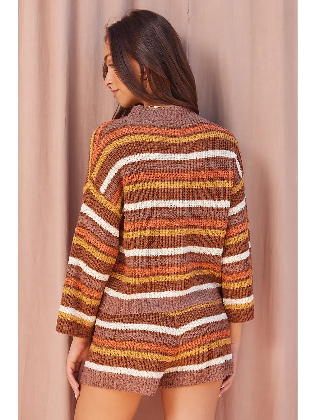 Mocha Stripe Knit Top