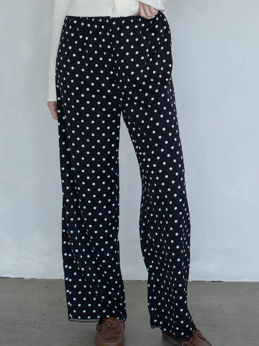 Polka Dot Satin Pants
