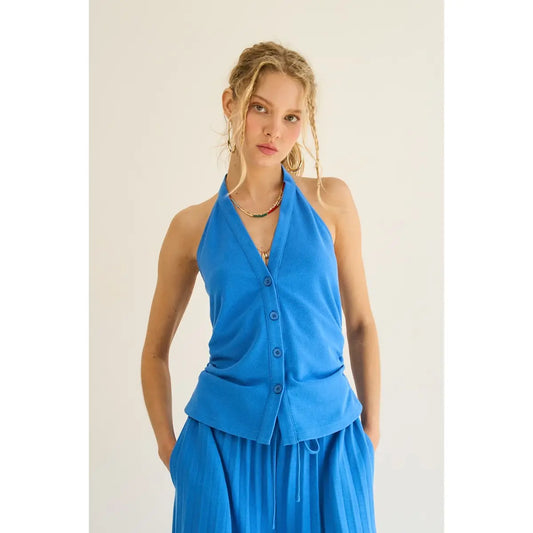 Button Down Summer Halter Top