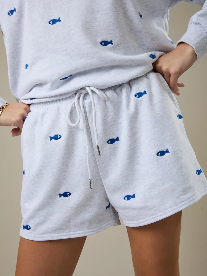 Fish Embroidered Sweatshorts