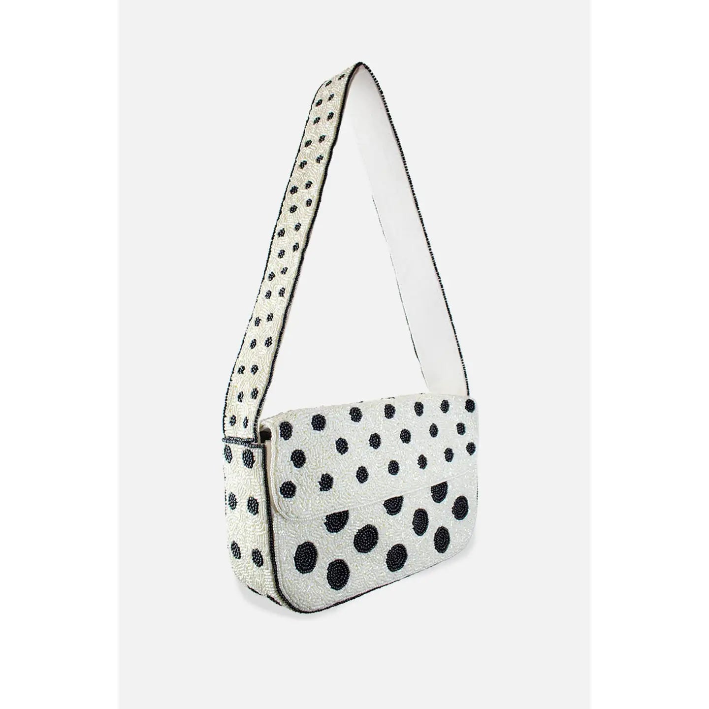 Polka Dot Beaded Shoulder Bag