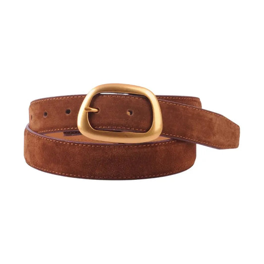 Suede Belt with Organic Shape Buckle