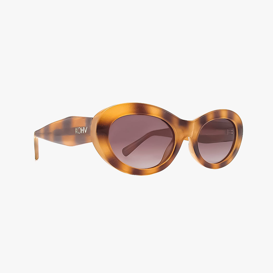CORA MILKY TORTOISE Polarized Fashion Oval Round Sunglasses