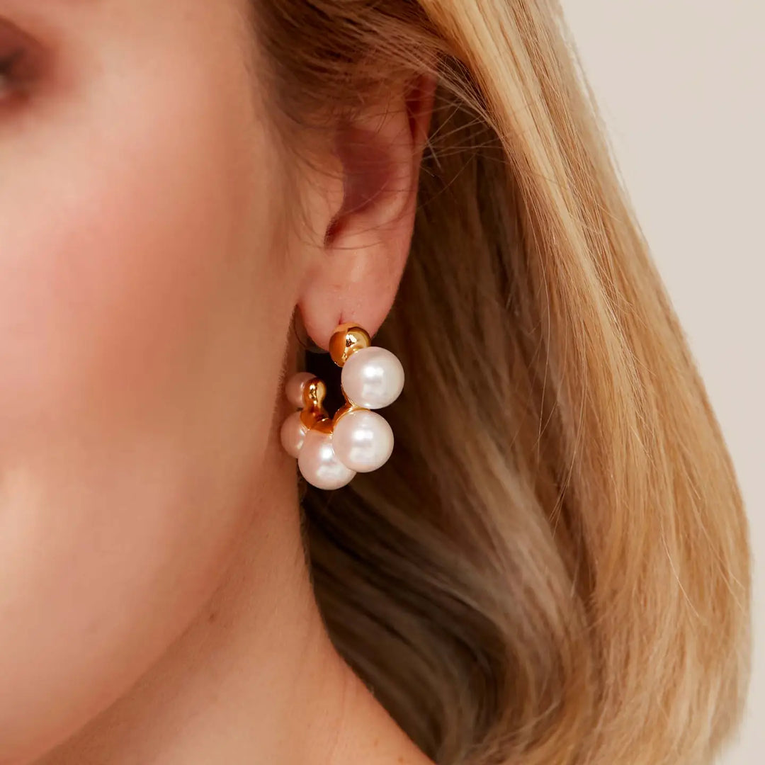 Multi Pearl Hoop Earring