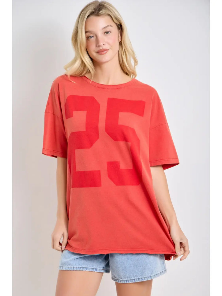 Oversized Vintage Number Graphic Tee