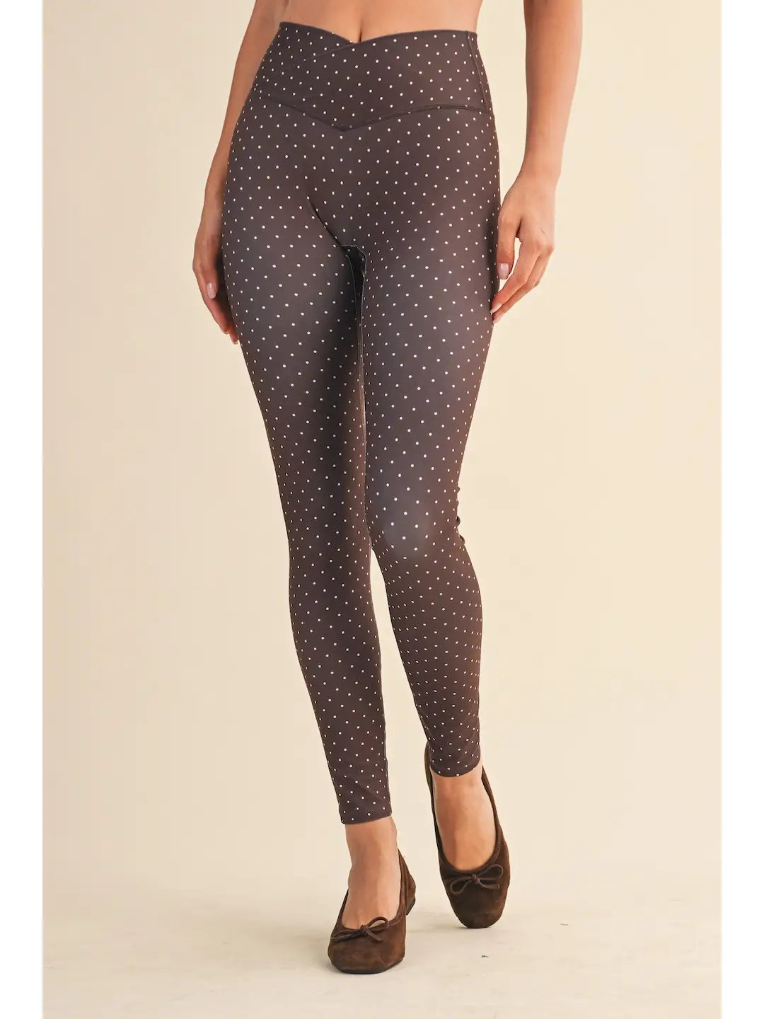 Polka Dot Print High Waist Crossover Legging
