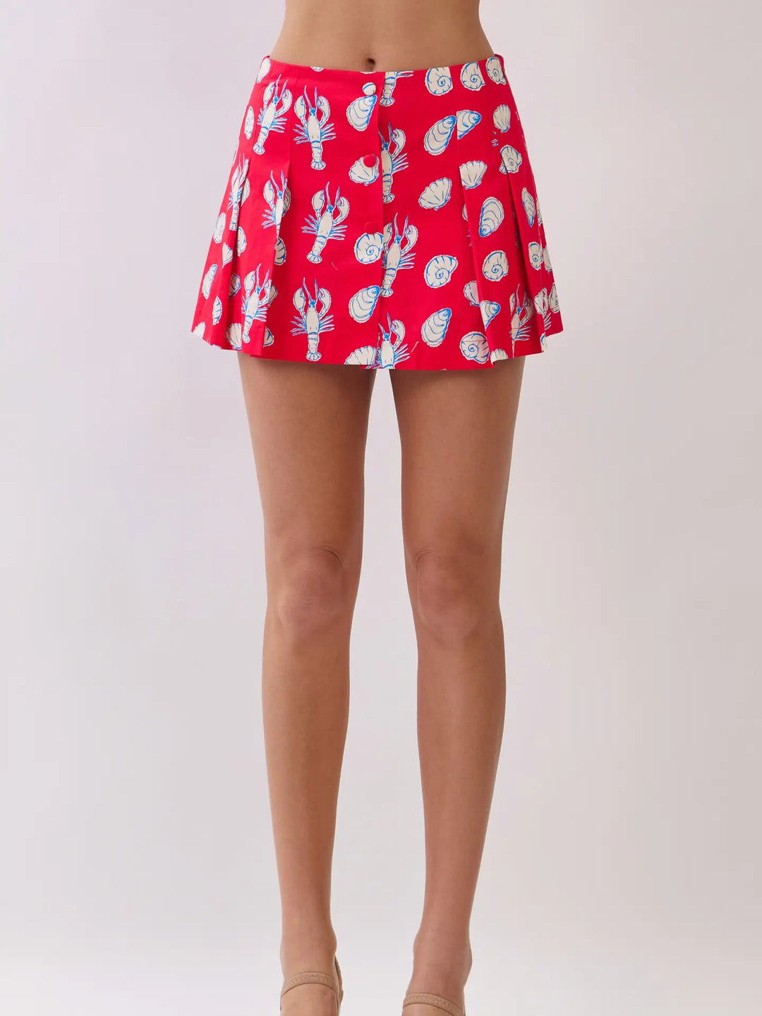 Coastal Print Button Front Skort