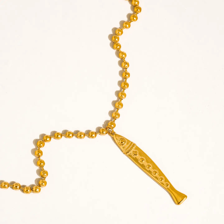 Bellisse 18K Gold Non-Tarnish Vintage Fish Necklace