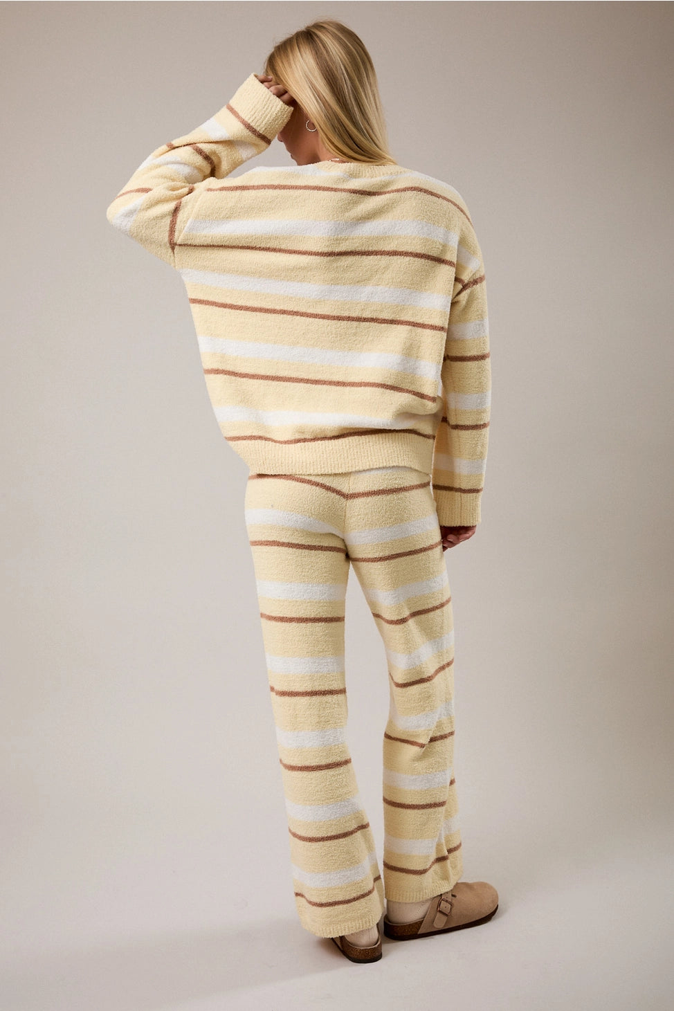 Long Sleeve Yellow Striped Sweater Top