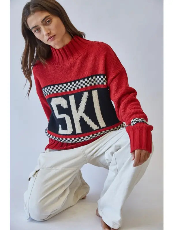 Retro Red Ski Sweater