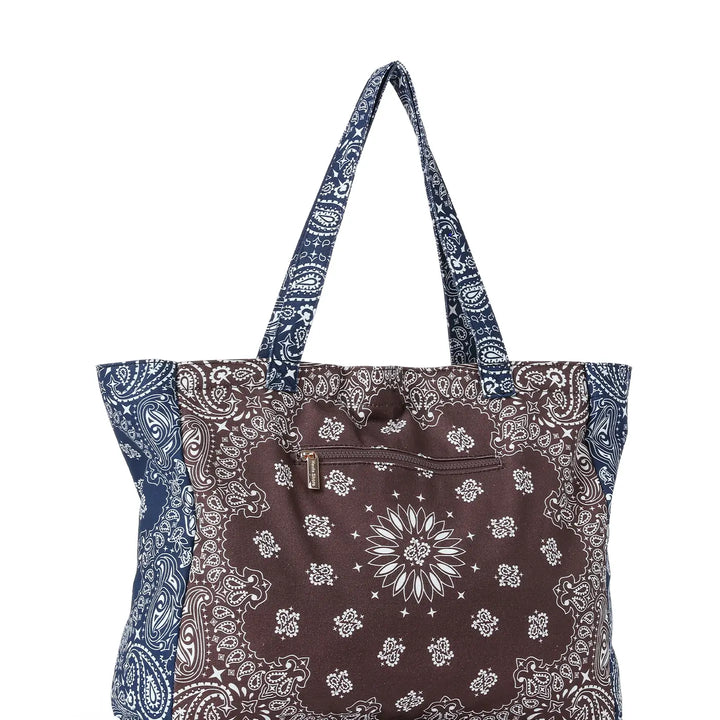 Bandana Print Canvas Tote - Bailey Brown/Navy