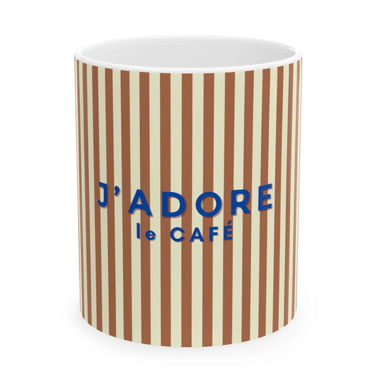 I Love Coffee Ceramic Mug-Brown, J'adore Le Café