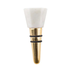 Marble & Gold Stainless Steel Wine Stopper w/2-Rubber Seals