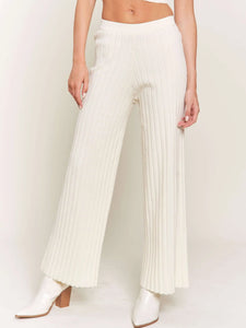 Ivory Ribbed Sweater Pants