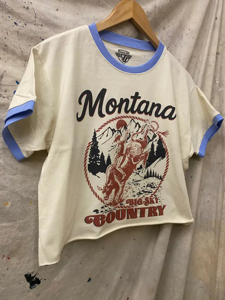 Montana Big Sky Country Ringer Relaxed Crop Tee