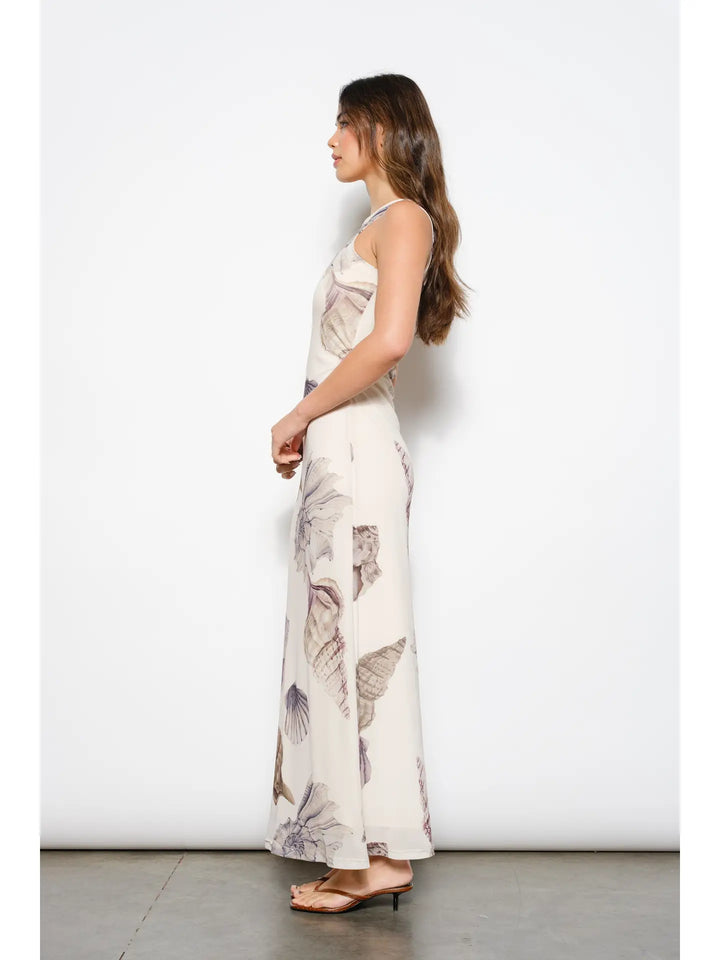 Welles Shell Print Mesh Maxi Dress
