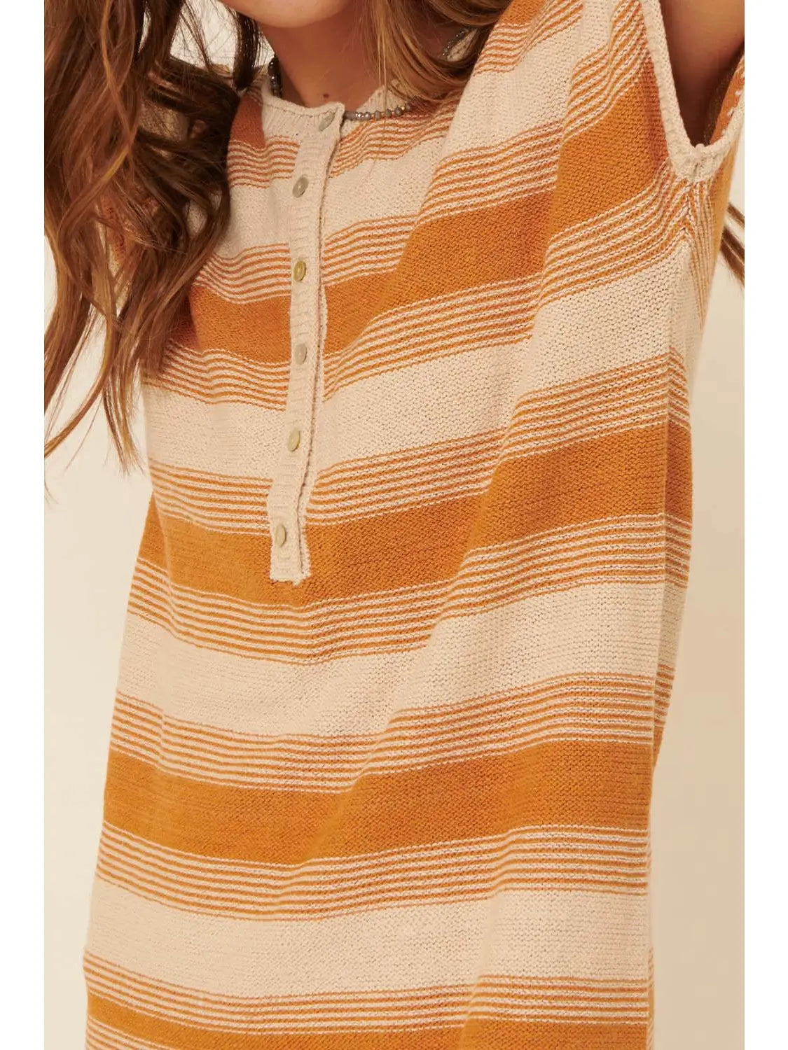 Stripe Round Neck Short Sleeve Mini Sweater Dress