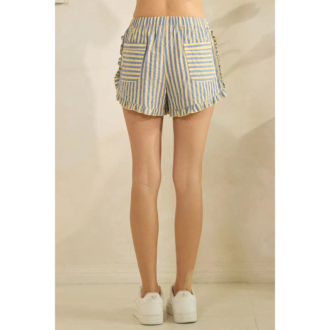Striped Ruffle Detail Shorts